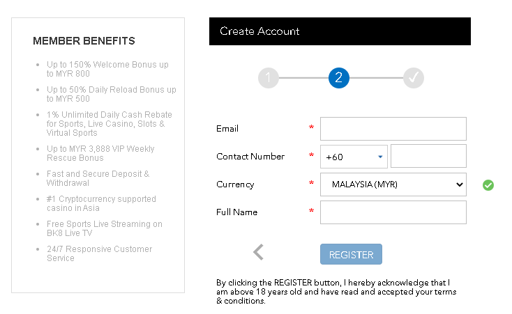fill in the information for registration